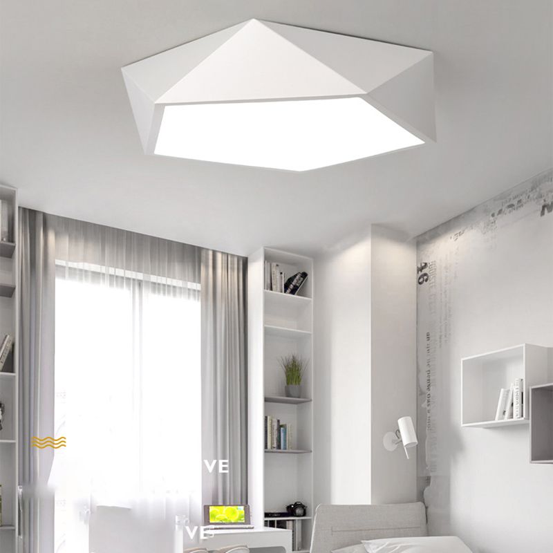 Lámpara de techo LED concisa y moderna, montaje empotrado geométrico de hierro lacado con pantalla acrílica