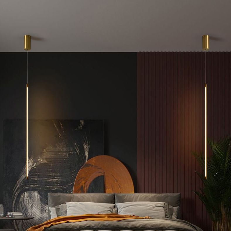 Metal New Modern Hanging Ceiling Light Linear 1-Light Pendant Light for Bedroom