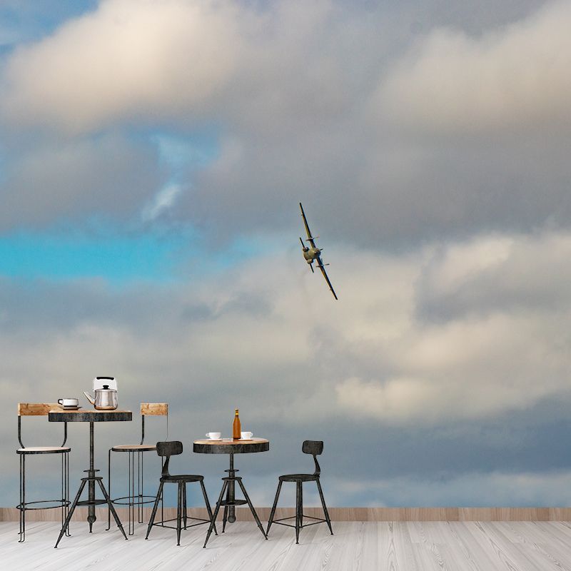 Airplane Transportation Mural Wallpaper for Home Decor, Moisture Resistant