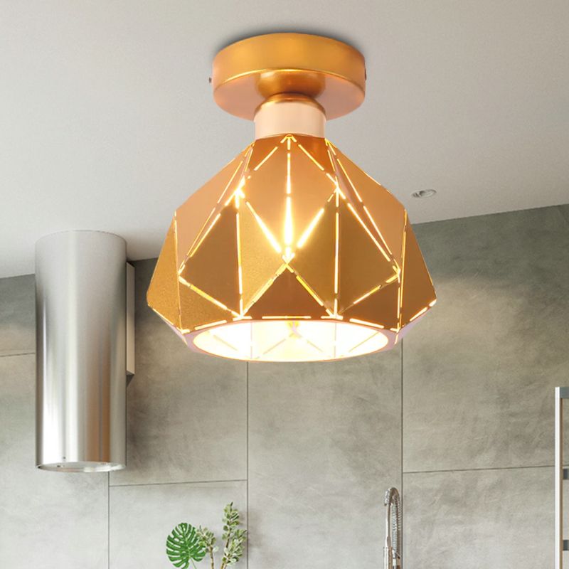 Plafonnier encastré en métal et diamant, style nordique, 1 gris clair/bleu/or, luminaire encastré pour porche