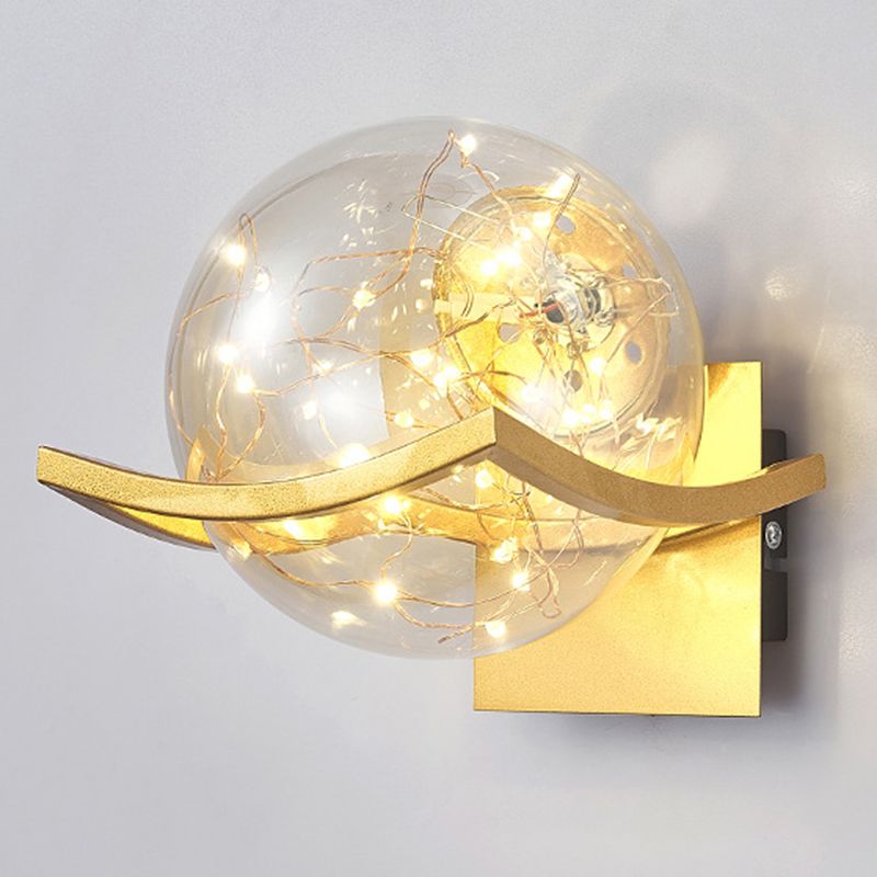 Modern Minimalist Style Wall Lamp Creative Round Glass Bedside Wall Lamp