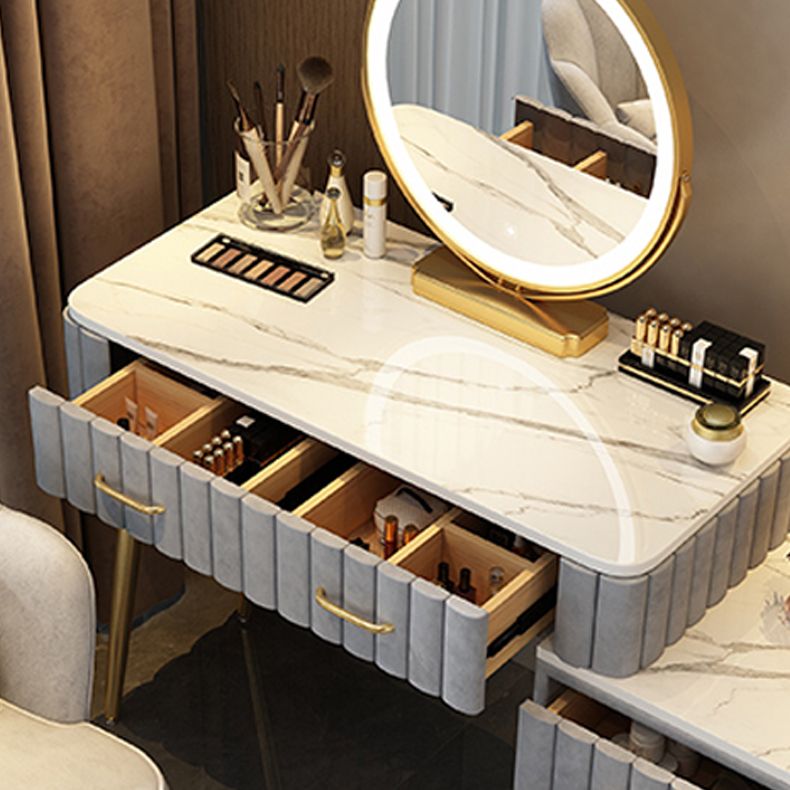 Lighted Mirror Makeup Vanity Luxurious Dressing Table Stool Set
