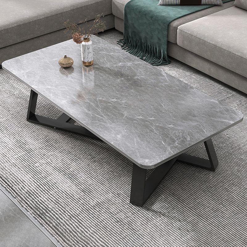 17.72" Tall Glam Style Coffee Cocktail Table Slate Rectangular Coffee Table