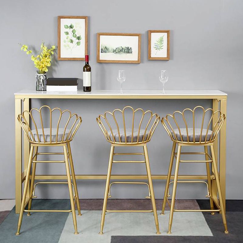 Nordic Bar Table Rectangle Stone Top Bistro Table with Pedal