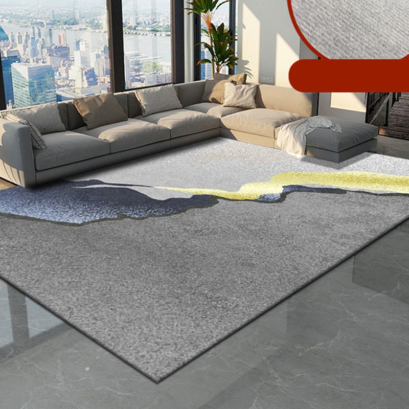 Light Grey Graphic Rug Blending Modern Indoor Rug Non-Slip Backing Rug for Living Room