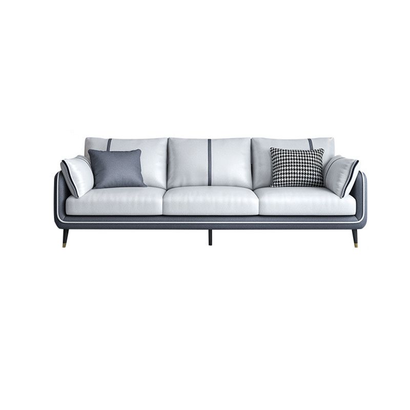 Scandinavian 3-seater Sofa Pillow Back Couch with Black Legs for Living Room