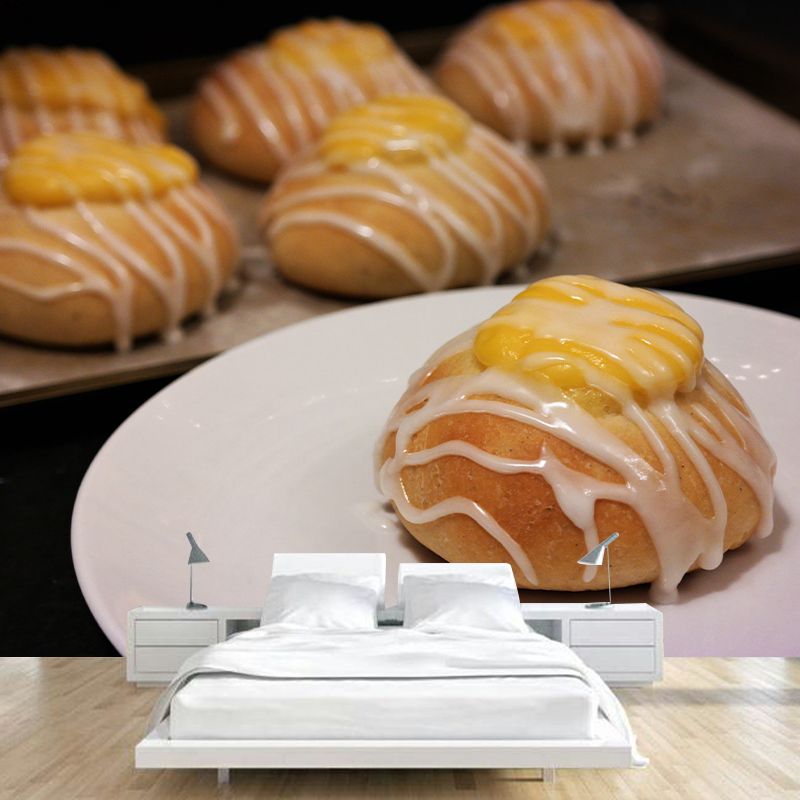 Sweet Dessert Mural Wallpaper Contemporary Wall Covering for Bread Shop, Waterproofing