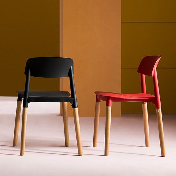 Sillas de comedor de madera contemporáneas con respaldo abierto (juego de 4)