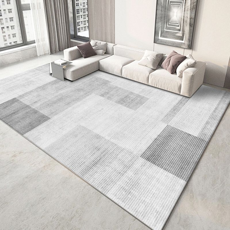 Tapis à rayures en polyester à gris clair Tapis à rayures Rapis résistant aux taches pour le salon