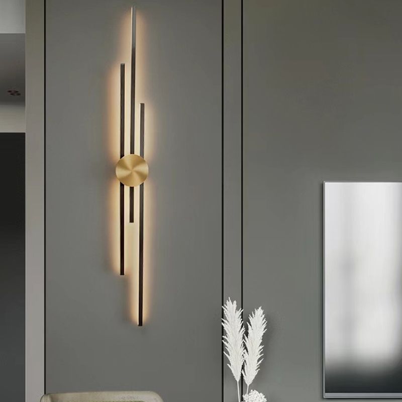 Linear Bathroom Vanity Lighting Brass Bath Sconce in Black & Gold