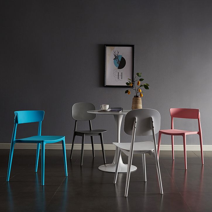 Contemporary Plastic Dining Chairs Open Back Dining Side Armless Chairs for Kitchen