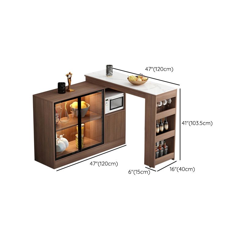 Modern Style Rectangle Bar Table Living Room Bistro Bar Desk with Storage