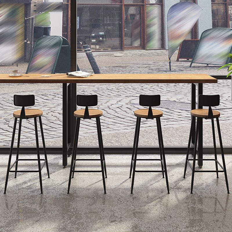 Industrial Metal Bar-stool with Black Base Round Low Back Counter-height Stool for Shop