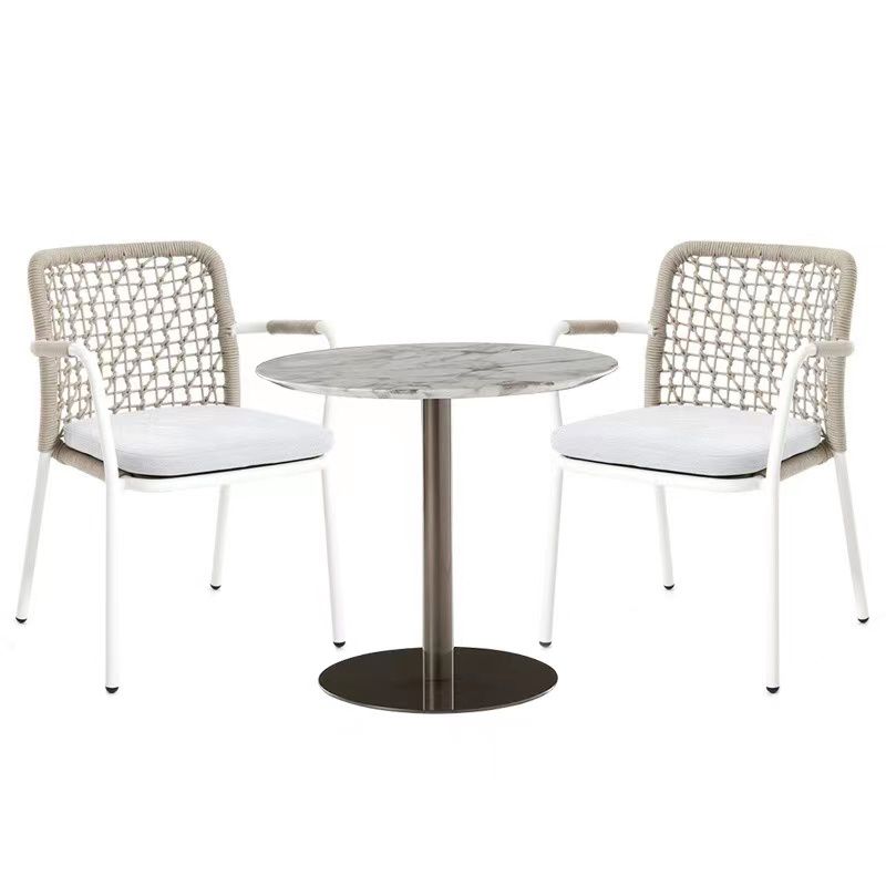 Industrial 1/3/4 Pcs Dining Set Stone Round Dining Table Set