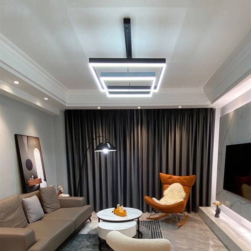 Moderne eenvoud kwadraat hanglager kroonluchter acrylhangende lamp voor woonkamer