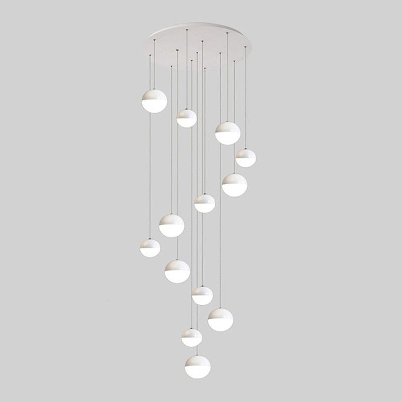Modern Ball Shape Pendant Glass Multiple Hanging Ceiling Light for Spiral Stair