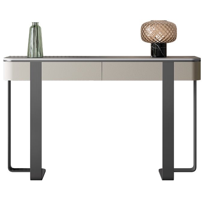 Modern Console Table Stone Half Moon Accent Table , 33.46-inch Tall