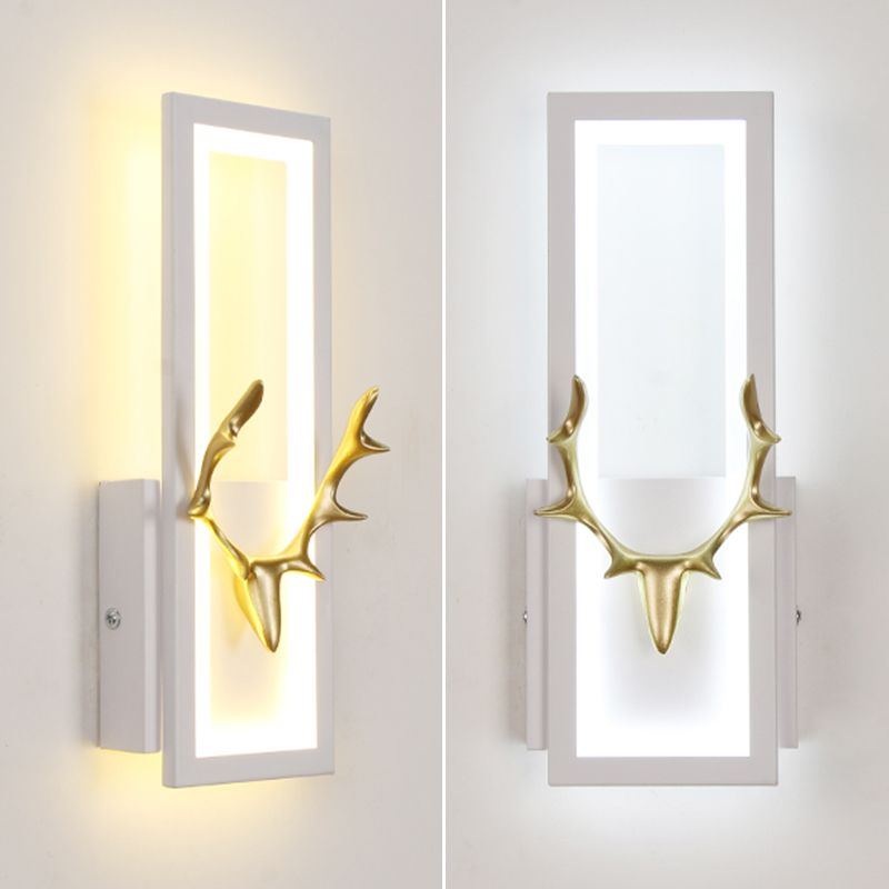 Lampada da parete per salotto in metallo Nordico in metallo a muro di cervo con tonalità rettangolare