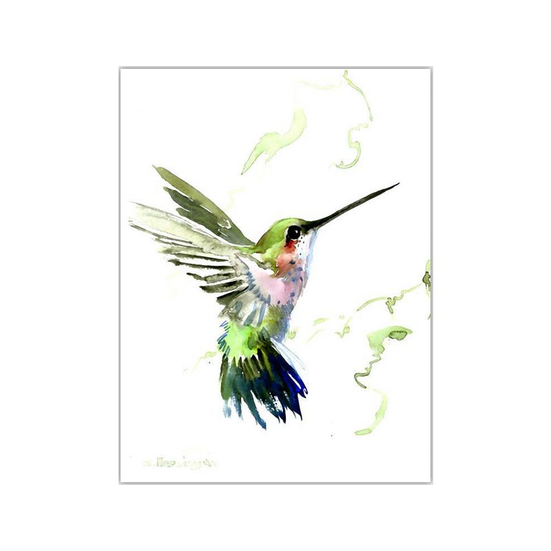 Bird Painting Wall Art Textured Contemporary Living Room Canvas Print in Light Color