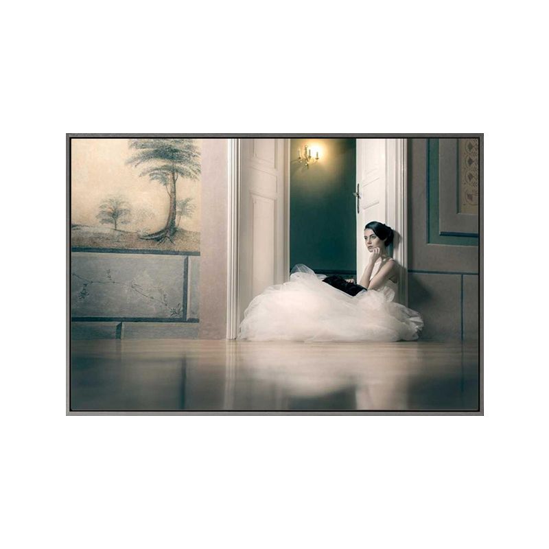 Photographic Ballerina Wall Art Nordic Textured Living Room Canvas Print in Black