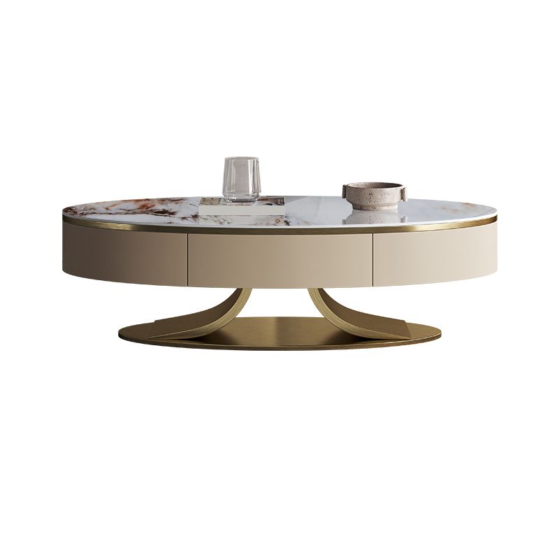 Glam Oval Coffee Table Abstract Slate Top Coffee Cocktail Table