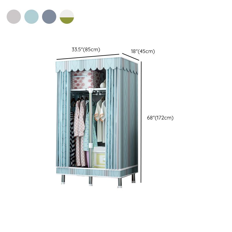 Contemporary Wardrobe Closet with Shelves Metal Wardrobe Armoire