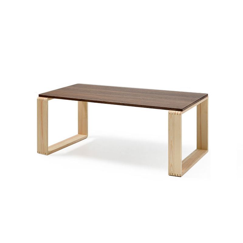 Modern Wooden Coffee Table with Light Wood Sled Base and Rectangle Top