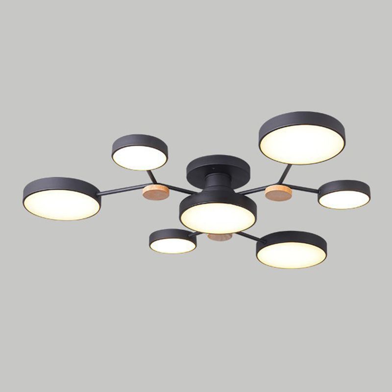 Multiple-Light Drum Flush Light Modern Metal Flush Mount Ceiling Light