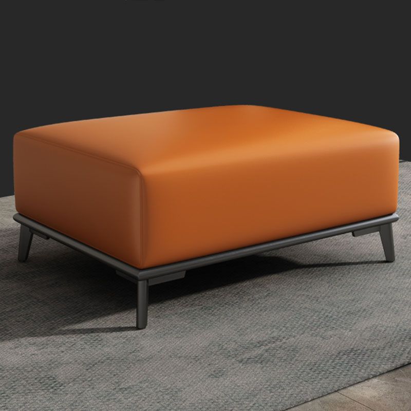 Contemporary Rectangular Ottoman Leather Foot Stool with Legs