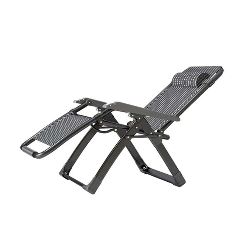Contemporary Style Standard Recliner Metal Plaid Foldable Chair