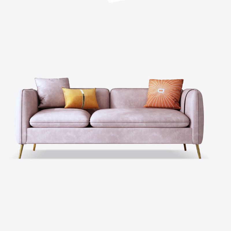 Mid-Century Modern Tuxedo Arm Sofa Faux Leather 29.92" High Seating
