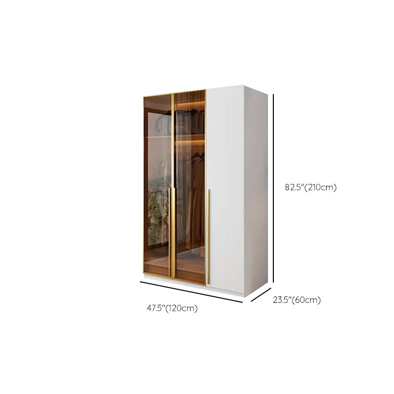 Modern Freestanding Wardrobe Wood Frame Wardrobe with Tempered Glass Doors
