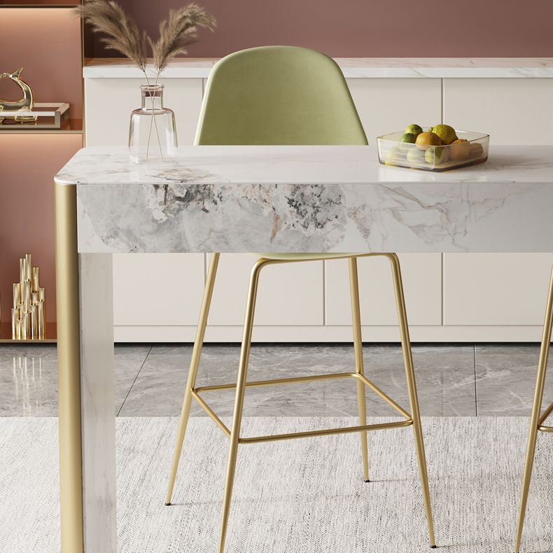 Glam Style Stone Bar Dining Table Rectangle Bar Table for Living Room