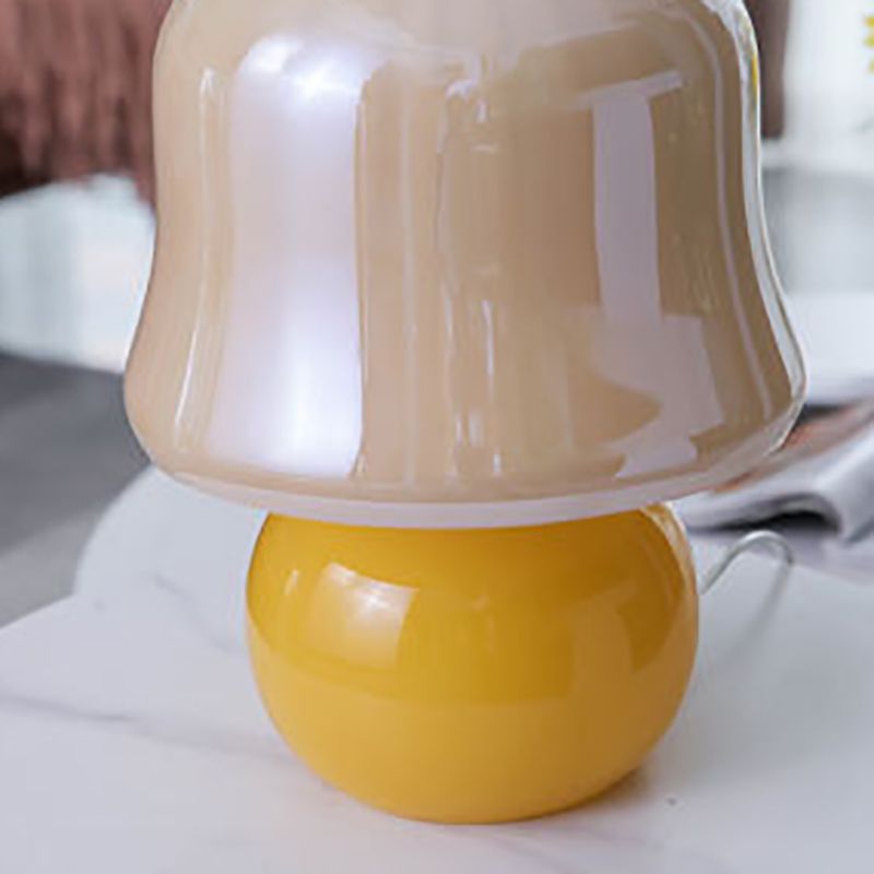 Mushroom Glass Nightstand Lamp Macaron Style 1 Head Bedroom Table Light