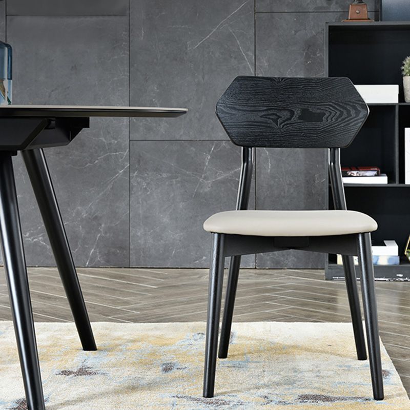 Open Back Side Chair Industrial Black Armless Dining Chairs for Home