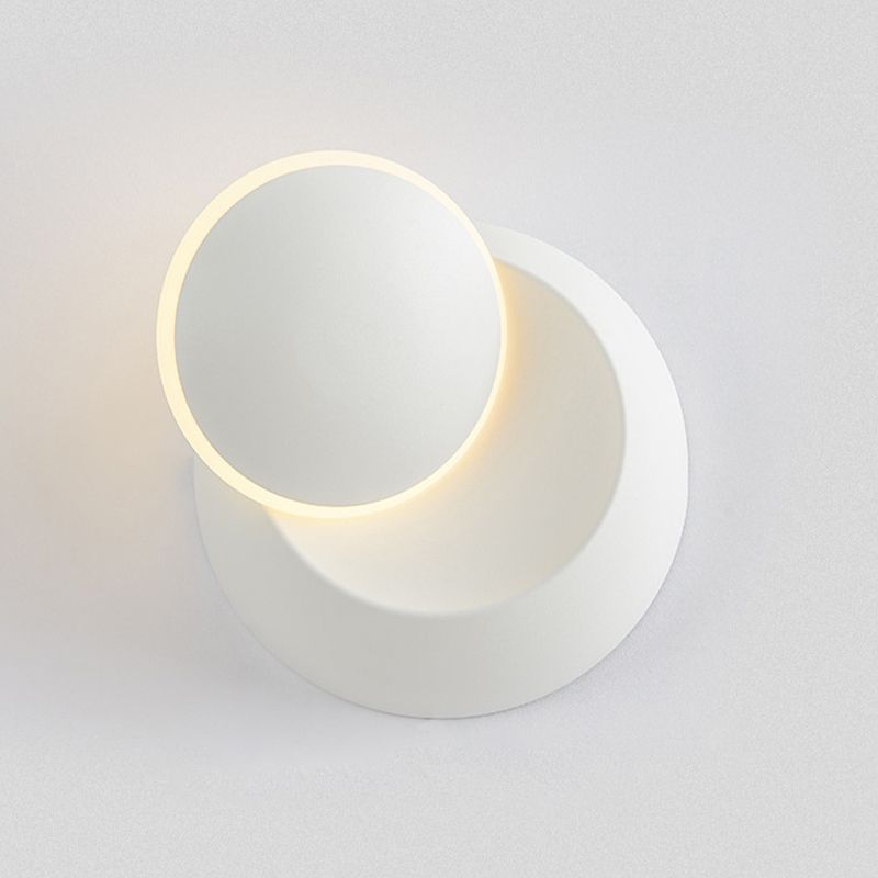 Modern Metal Wall Light Round Rotatable 6" Wide LED Wall Sconce for Living Room