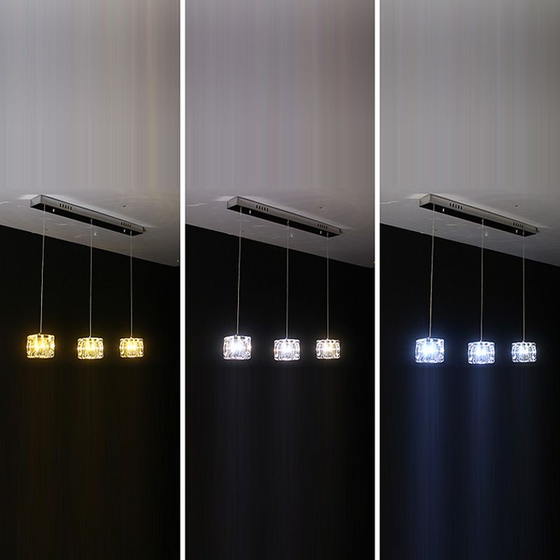 Cube Shape Crystal Pendant Light Contemporain multiple suspendu pour les escaliers