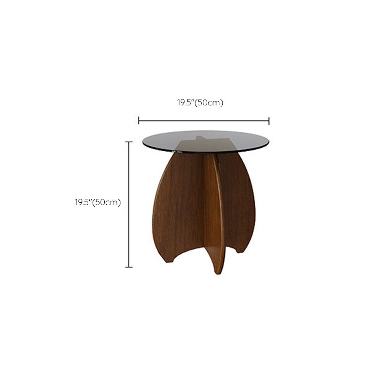 Contemporary Abstract Glass Top Round Living Room Accent Side Table