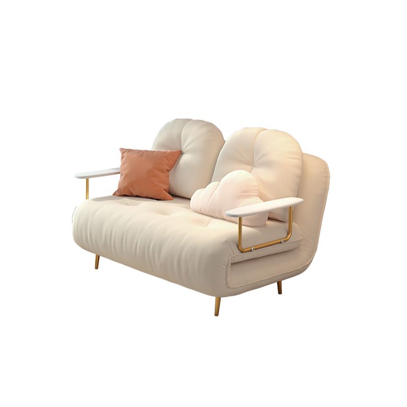 Glam White Futon and Mattress Square Arms Folding Futon Frame