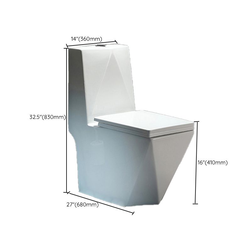 Contemporary 1 Piece Flush Toilet White Floor Mounted Urine Toilet for Washroom