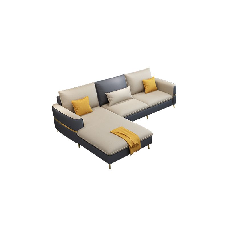 Glam Faux Leather Square Tufted Sofa Grey and Beige Sofa Chaise