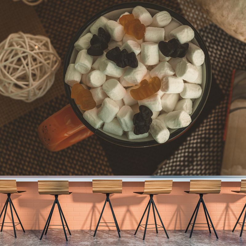 Customized Wall Mural Dessert with Marshmallow Pattern Mildew Resistant Wallpaper Commerce Shop