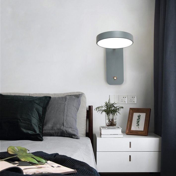 Modern Creative LED Wall Lamp Lacquered Iron Circular Macaron Wall Sconce with Acrylic Shade