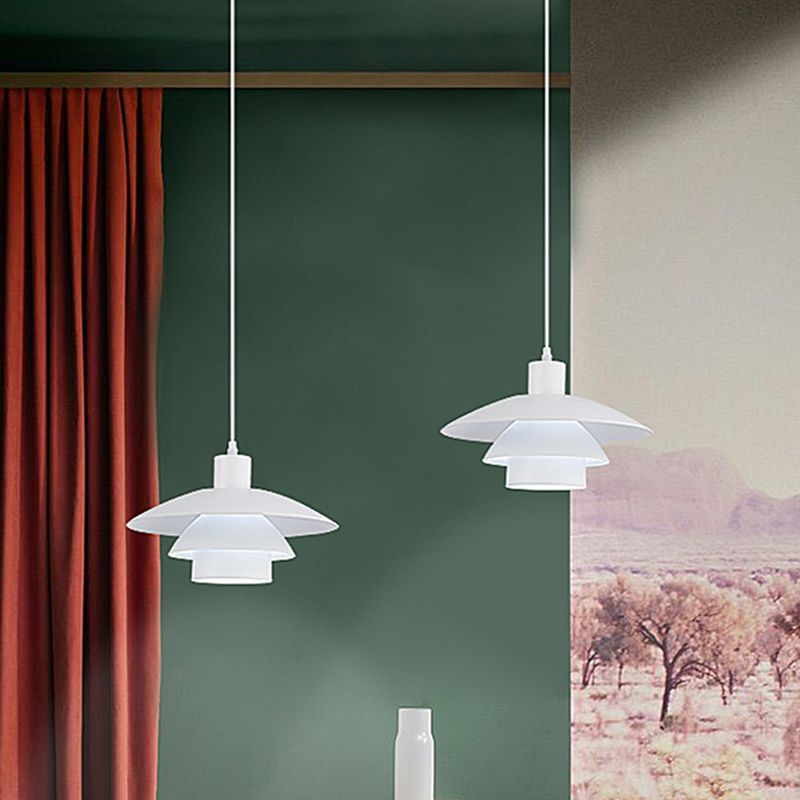 1 Glühbirne 3-Layer-Design Hanging Lamp Kit Moderner Weißmetallanhänger für Esszimmer