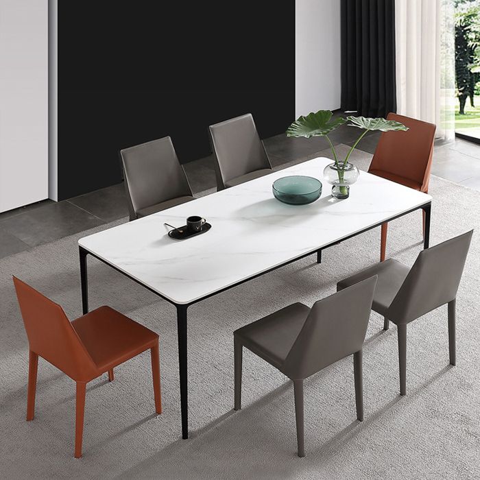 Faux Leather Kitchen Dining Chairs Contemporary Side Chairs with Metal Legs