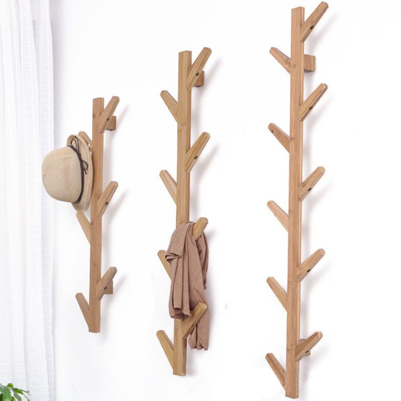 Contemporary Coat Hanger Wall-mounted Wooden Coat Hanger with Hooks