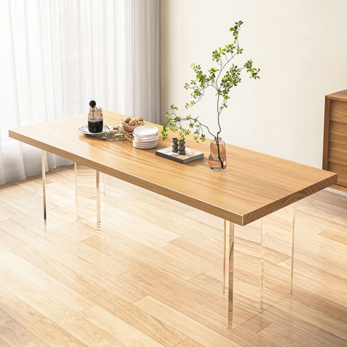 Industrial Double Pedestal Dining Table Pine Table for Dining Room Kitchen