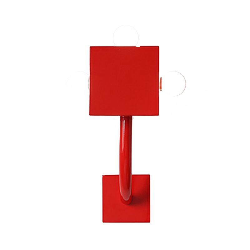 Modern Sconce Light Geometric Metal 3 Lights Wall Lamp in Red