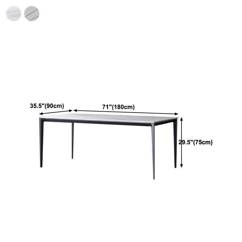 Stone Top Dining Table Contemporary Dining Table with 4 Black Legs