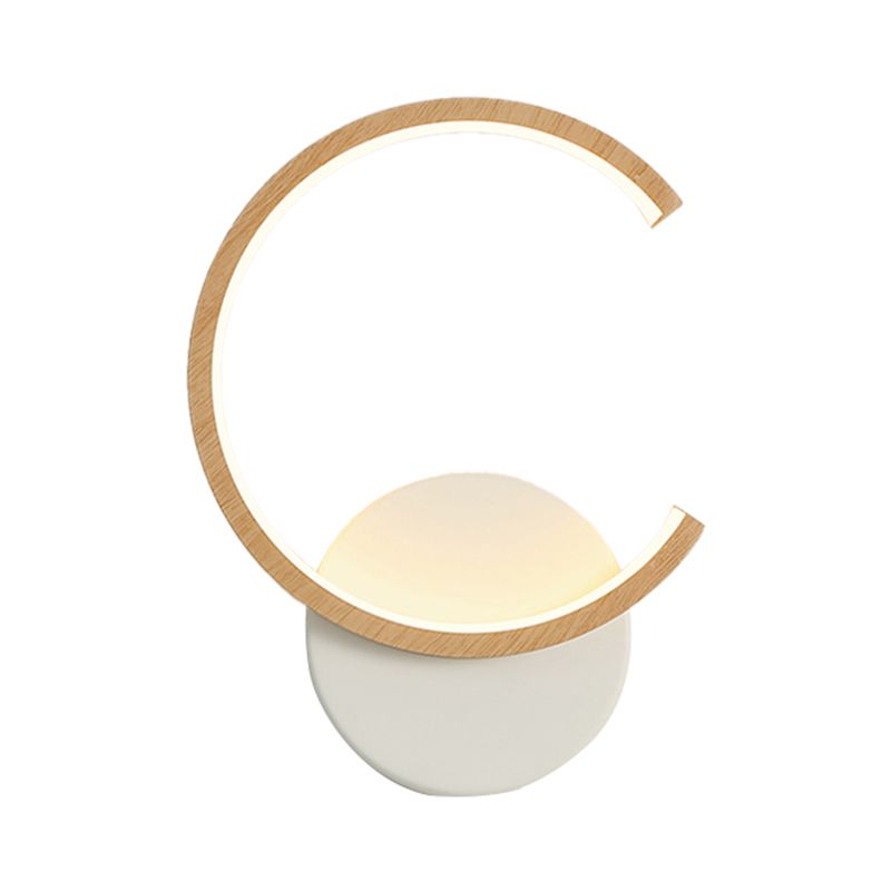 Modern Simple Wall Light Circle Shape Wood Grain Wall Lamp for Living Room